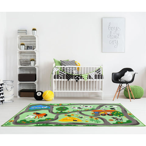 Rootz Children's Rug - Street Farm Play Mat - Kids Carpet - Engaging Role Play - 230cm x 160cm x 0.45cm