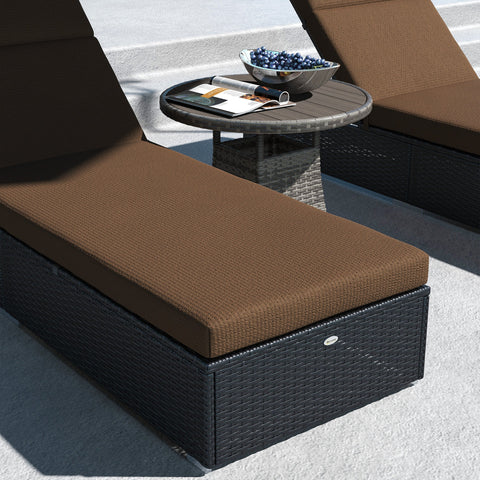 Rootz Set of 2 Sun Lounger Cushions - Seat Mattress - Deck Chair Pads - Optimal Comfort - 196L x 55W x 8H cm - Brown