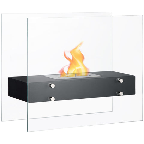 Rootz Standing Bioethanol Fireplace - Modern Fireplace - Eco-Friendly Heater - 1.5L Tank, 3hr Burn - 60L x 26W x 50H cm