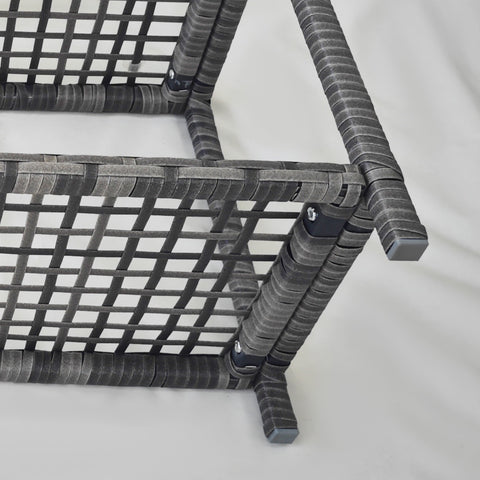 Rootz Garden Side Table - Rectangular Coffee Table - PE Rattan - Easy to Clean Tempered Glass - 80L x 30W x 40H cm - Grey