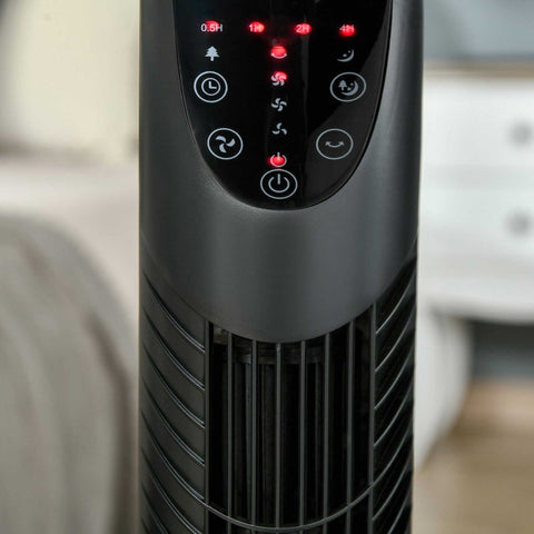 Rootz Tower Fan - Pedestal Fan - Oscillating Fan - Quiet Operation - Timer - Remote Control - 18x78.5cm - Black
