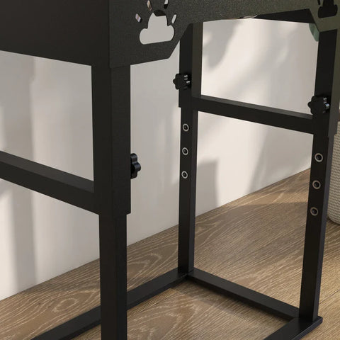 Rootz Feeding Station - Raised Feeding Bowls - Pet Food Stand - Elegant Scarf - Height Adjustable - Black - 44 cm x 27 cm x 51 cm