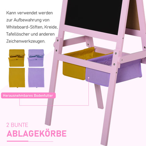 Rootz Children's Board Easel - Kids Art Easel - Double-Sided Easel - Enhances Creativity - 58.5cm x 50.5cm x 118cm