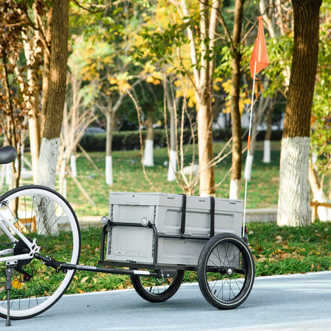 Rootz Bicycle Trailer - Cargo Carrier - Transport Trailer - 65L Storage Box - Robust Steel Construction - 60cm x 40cm x 36cm
