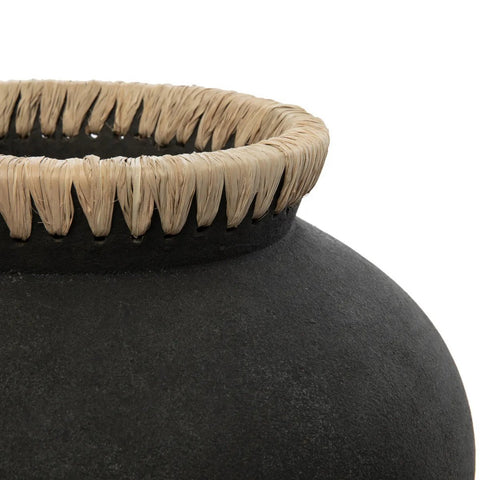 Rootz Styly Black Vase - Terracotta Masterpiece - Earthenware - Coastal Vibes - 29cm x 29cm x 23cm