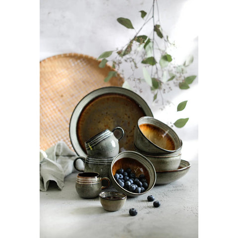 Rootz Set of 6 Comporta Mugs - Chip-Proof Cups - Crackle Finish - Strong and Durable - 10.5cm x 9.5cm x 10.5cm