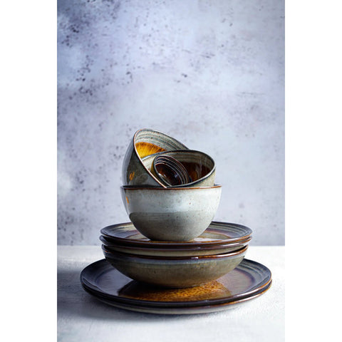 Rootz Comporta Salad Plate Set of 6 - Portuguese Ceramics - Chip-Proof Plates - Crackle Glaze Finish - 22cm x 22cm x 2.5cm
