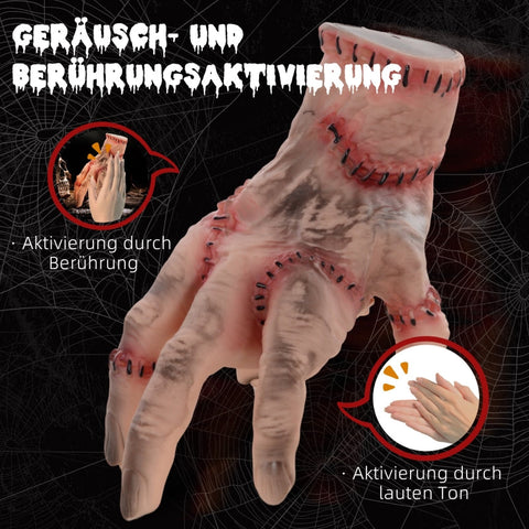 Rootz Halloween Animated Decoration - Scary Hand - Moving Figure - Clattering Footsteps - Indoor/Outdoor - No Assembly - 15cm x 18cm x 21cm