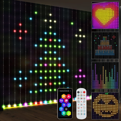 Rootz Curtain with 400 LED Lights - String Lights - Dynamic Lighting - Music Sync - Wi-Fi Control - 300cm x 300cm