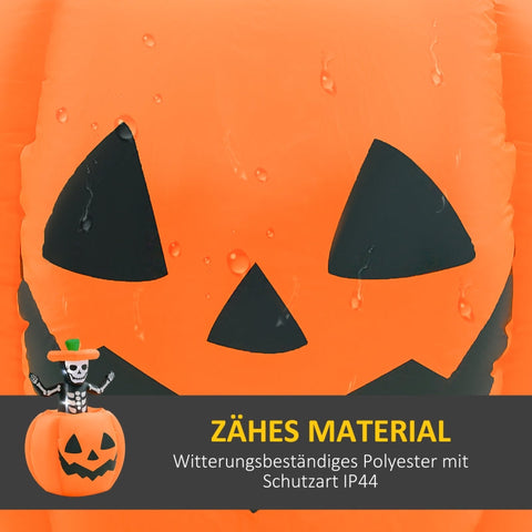 Rootz Halloween Inflatable Decoration - Skeleton Pumpkin - LED Lights - Weatherproof - Transform Home - 100cm x 100cm x 150cm
