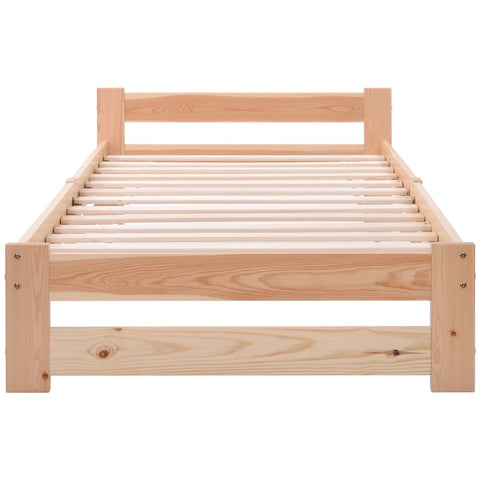 Rootz Solid Wood Bed Frame - Wooden Bed - Pine Bed - Eco-Friendly - 205L x 97W x 49H cm