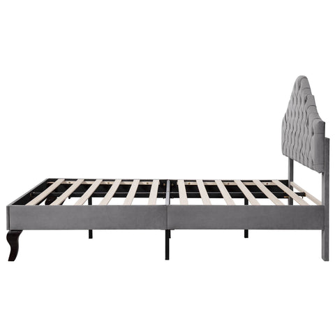 Rootz Upholstered Bed - Adjustable Headboard - Slatted Frame - Luxurious Comfort - 203cm x 90cm x 113-119cm
