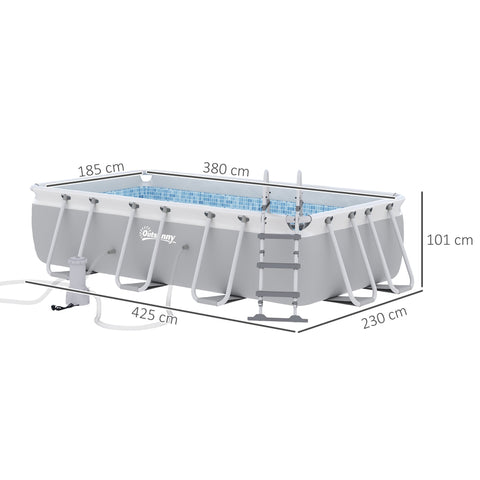 Rootz Rectangular Above Ground Pool - Steel Frame Pool - Swimming Pool - Easy Assembly - 425L x 230W x 101H cm