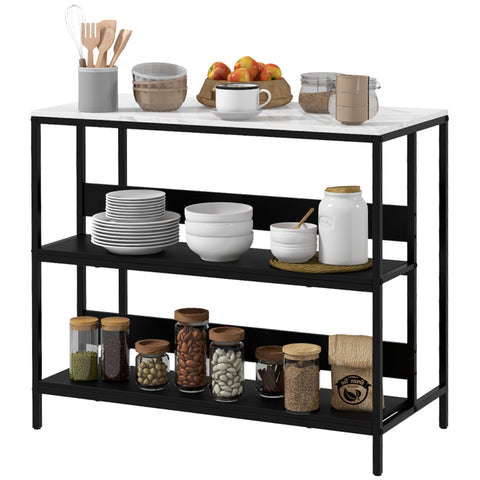 Rootz Modern Kitchen Island - Kitchen Cart - Kitchen Storage - Sturdy Black Steel & MDF - 100W x 50D x 90H cm