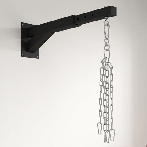 Rootz Punch Bag Holder - Wall Mount - Adjustable Length - Steel Frame - 360° Rotating Hook - Stability - 45-65cm x 12cm x 20cm