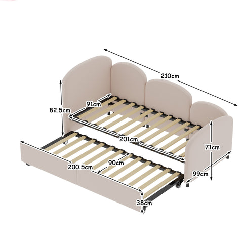 Rootz Sofa Bed with Drawers - Twin Beds - Children's Beds - Storage Solution - 210cm x 99cm x 82.5cm