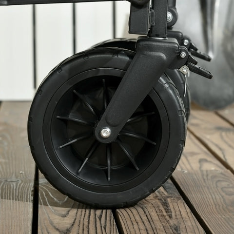 Rootz Folding Garden Cart - Utility Wagon - Transport Trolley - Adjustable Handle - 94cm x 57cm x 77-100cm