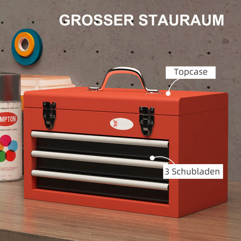 Rootz Tool Box with Drawers - Tool Case - Storage Organizer - Durable Steel - 45 x 24 x 27 cm - Maximum Stability