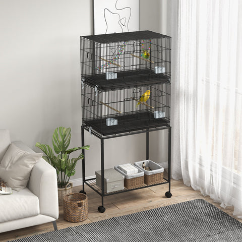 Rootz Standing Bird Cage - Aviary - Bird Enclosure - Easy Cleaning - 77cm x 46cm x 164cm