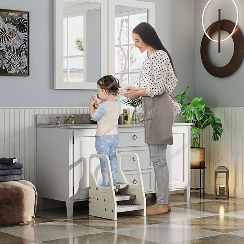Rootz Children's Adjustable Step Stool - Toddler Step - Kids Stool - Non-Slip Safety - 43L x 42W x 65.5H cm