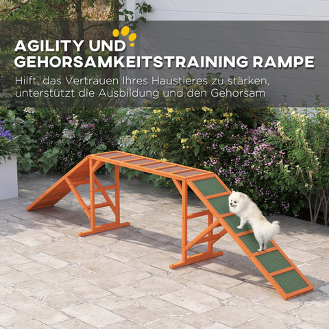 Rootz Agility Dog Ramp - Training Course - Non-Slip Pet Ramp - Weatherproof Wood - Confidence Boost - 325cm x 55cm x 69cm