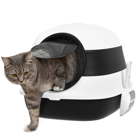 Rootz Cat Toilet - Litter Box - Cat Loo - Prevents Litter Scatter - Odor Control - Easy Cleaning - 52cm x 41cm x 38cm - Plastic, ABS