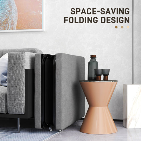 Rootz Folding Bed - Guest Bed - Adjustable Sleeper - Comfort Mattress - 190x70cm - 4 Wheels for Easy Mobility