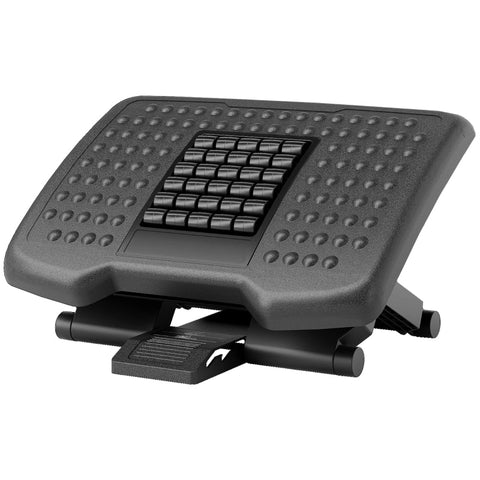 Rootz Ergonomic Desk Footrest - Foot Stool - Footrest for Desk - Massage Rollers - Adjustable Height 46cm x 35cm x 11/13.5/17cm