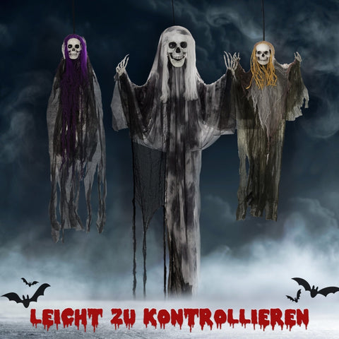 Rootz Halloween Skeleton Ghosts - Haunted House Decor - Scary Hanging Ghosts - High Quality Materials - 40cm x 10cm x 110cm, 30cm x 10cm x 90cm, 60cm x 17cm x 200cm