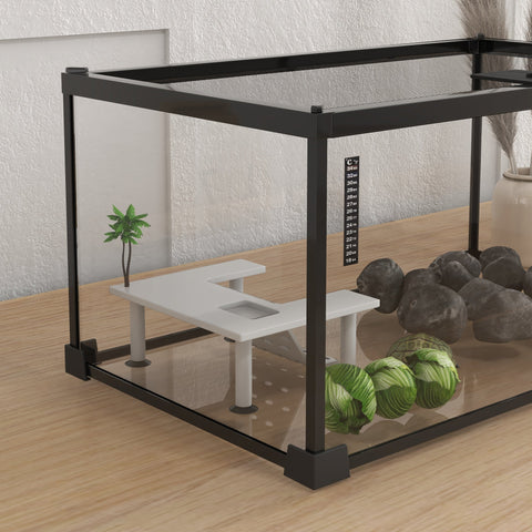 Rootz Reptile Box Breeding Container - Terrarium - Housing - Easy Observation - 50cm x 30cm x 25cm
