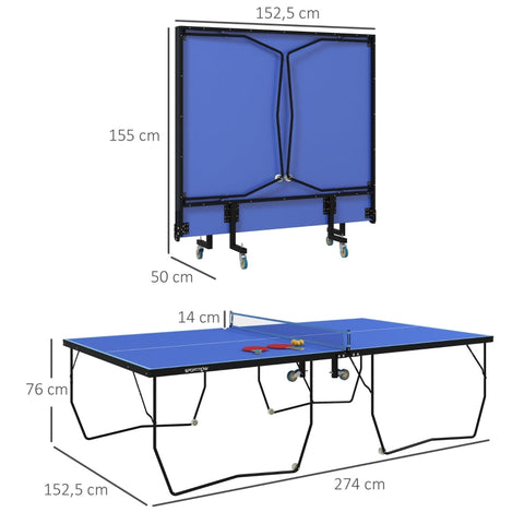 Rootz Table Tennis Table - Ping Pong Table - Foldable Table - Convertible - Full Size - 274cm x 152.5cm x 76cm