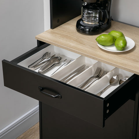 Rootz Industrial Design High Buffet - Tall Storage Cabinet - Black Oak Sideboard - Ample Storage - 119W x 41D x 180H cm