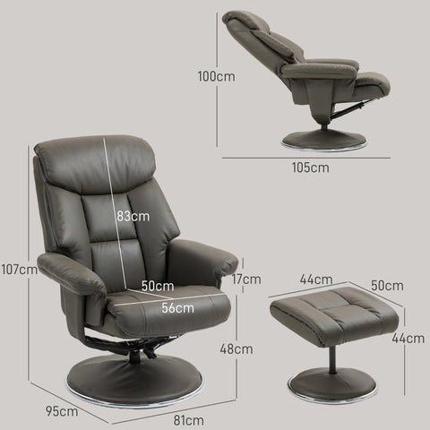 Rootz TV Recliner Chair with Stool - Gaming Chair - Rocker Function - Faux Leather - 81cm x 95cm x 107cm