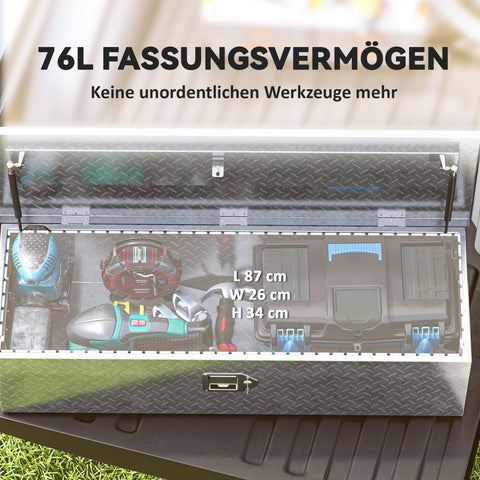 Rootz Sturdy Aluminum Storage Box - Tool Box - Lockable Storage - Weatherproof - 99cm x 33cm x 25.5cm