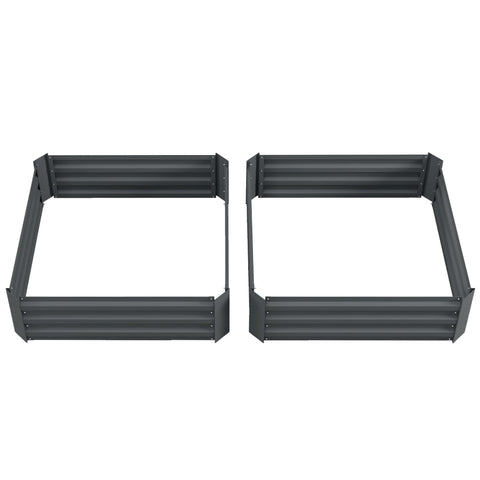 Rootz Set of 2 Plant Boxes - Flower Boxes - Flower Pots - Grow Herbs Efficiently - 100 x 100 x 30 cm - Grey - Galvanized Steel