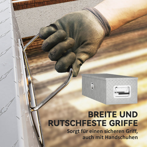 Rootz Sturdy Aluminum Storage Box - Tool Box - Lockable Storage - Weatherproof - 99cm x 33cm x 25.5cm