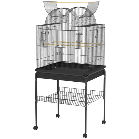 Rootz Mobile Bird Cage - Canary & Budgie Habitat - Durable Metal Mesh - Smooth Mobility - 63cm x 53cm x 144cm