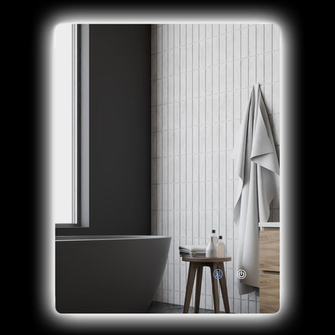 Rootz LED Bathroom Vanity Mirror - Wall Mounted Makeup Mirror - Illuminated Mirror - Anti-Fog - Touch Switch - 70cm x 50cm x 3cm