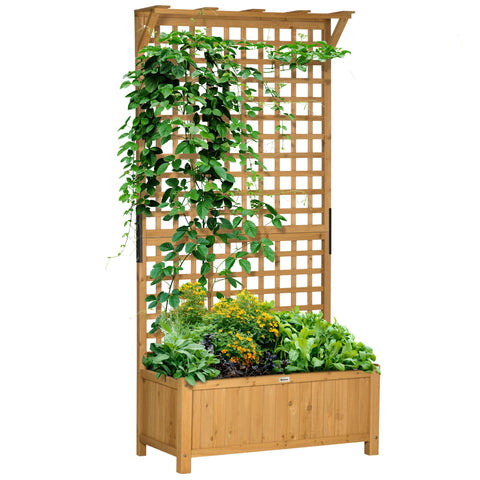 Rootz Raised Bed with Trellis - Plant Box - Flower Bed - Weatherproof Wood - 90 x 45 x 183 cm - Ample Planting Space