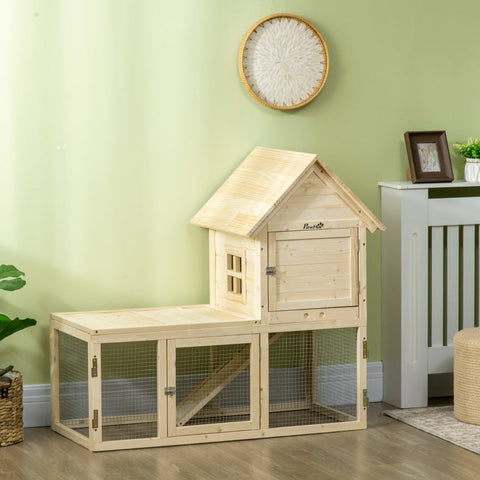 Rootz Large Rabbit Hutch - Dwarf Rabbit Enclosure - Guinea Pig Cage - Solid Fir Wood - Lockable Doors - 151.5cm x 106cm x 97cm