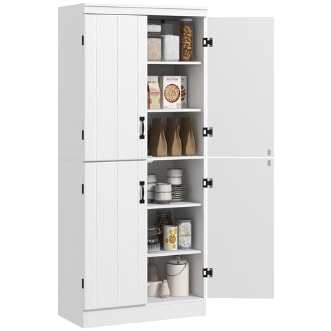 Rootz Kitchen Cabinet Buffet - Dining Room Storage - Modern Style Cupboard - Ample Storage - 76 x 40 x 177 cm White