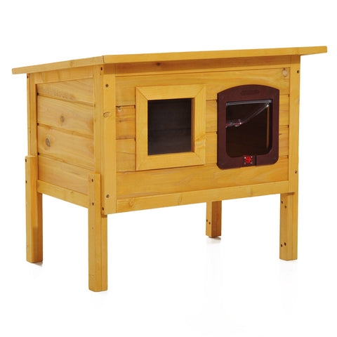 Rootz Cat House - Cat Cave - Pet Shelter - Weatherproof Fir Wood - Outdoor & Indoor Use - L70 x W51.5 x H60cm