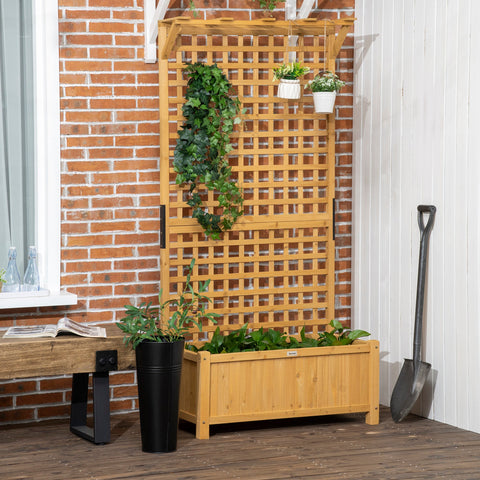 Rootz Raised Bed with Trellis - Plant Box - Flower Bed - Weatherproof Wood - 90 x 45 x 183 cm - Ample Planting Space