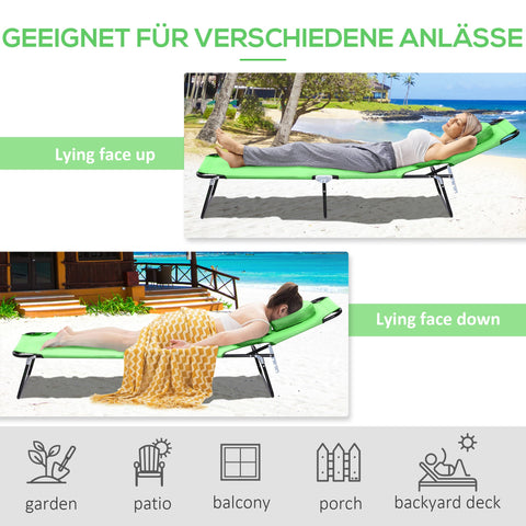 Rootz Sun Lounger Reading Window - Reclining Chair - Folding Bed - Water Resistant - Durable & Portable - 187cm x 58cm x 36cm
