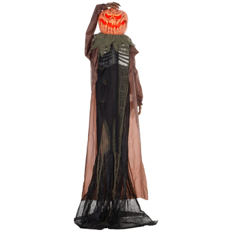 Rootz Animated Halloween Decoration - Skull Pumpkin Ghost - Pop-Up Head - Glowing Eyes - Eerie Howls - Easy Assembly - 65cm x 20cm x 183cm