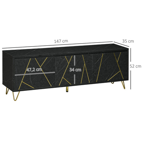 Rootz TV Furniture TV Bench - TV Cabinet - Entertainment Center - Storage Solution - 147cm x 35cm x 52cm - Cable Management