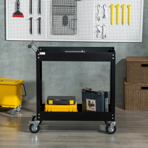 Rootz Workshop Trolley - Wheelbarrow - Tool Cart - 150 kg Capacity - 84.5 x 38 x 84 cm - Steel 4 Wheels