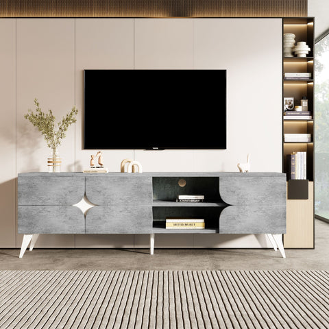 Rootz TV Cabinet with Open Compartments - Media Console - Entertainment Unit - Cable Management - 160cm x 40cm x 51cm