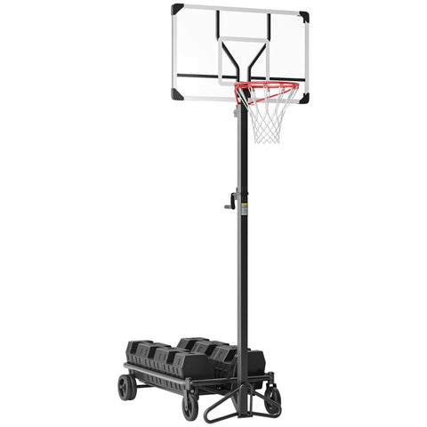 Rootz Portable Basketball Hoop - Adjustable Height Hoop Set - Basketball Hoop Stand - Extra-Wide Base - Easy Transport - 300-366cm x 128cm x 66cm