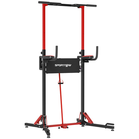 Rootz Foldable Power Tower - Pull-Up Station - Adjustable Fitness Station - Easy Assembly - 99cm x 79cm x 127-223cm